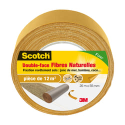 Scotch Ruban Adhésif Double Face Fibres Naturelles 20m x 50mm - Pour Collage Fort Sur Tous Supports