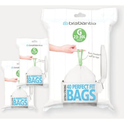 Brabantia - Lot de 6 distributeurs de 40 sacs poubelles 23/30 l blanc code g (dont 1 offert)
