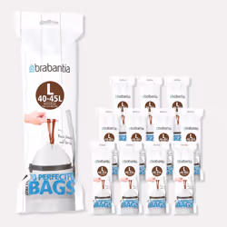 Lot de 12 rouleaux de 10 sacs poubelles 45 l blanc code L (dont 1 offert)