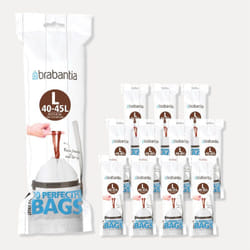 Brabantia - Lot de 12 rouleaux de 10 sacs poubelles 45 l blanc code l (dont 1 offert)