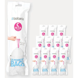 Brabantia - Lot de 12 rouleaux de 20 sacs poubelle 10/12 l blanc code c (dont 1 offert)