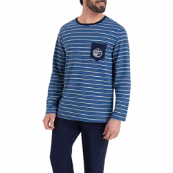 Pyjama long col rond Rayures Waves Athena