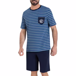 Pyjama court col rond homme Rayures Waves Athena