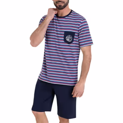 Pyjama court col rond homme Rayures Waves Athena