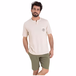 Pyjama court col rabat homme Easy coton Athena