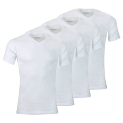 Blanc 4/L Lot de 4 Tee-shirts homme col V Eco Pack