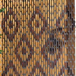 Rideau de porte en perles olives de bois verni avec motifs losanges 90 x 200 cm - Morel