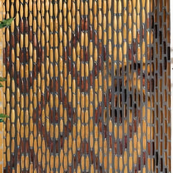 Rideau de porte en perles olives de bois verni avec motifs losanges 90 x 200 cm - Morel
