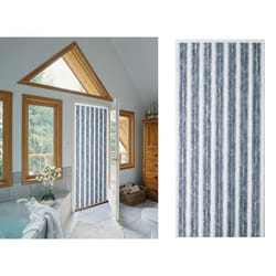 Rideau de porte chenille Florence Gris Blanc - 120 x 220 cm - Morel