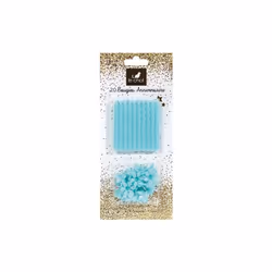 LE CHAT 3112430002039 BOUGIE ANNIVERSAIRE X 20 + SUPPORTS BLEU, INCOLORE, TAILLE UNIQUE