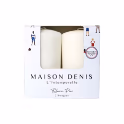 Lot de 2 bougies cylindriques Blanches - L'intemporelle - En cire blanche - Forme droite - Diamètre 4.8 cm - Hauteur 8 cm - F ...