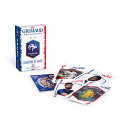 Grimaud – Gioco FFF campioni del mondo – 54 carte, 130008448, Blu Bianco Rosso