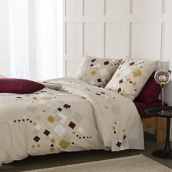 Parure de lit housse de couette avec taies d'oreiller 100% Coton 57 fils Tigy Bordeaux - PD12846-240