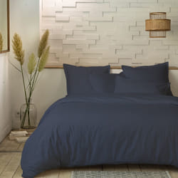Parure de lit housse de couette avec taies d'oreiller 100% Percale de Coton 80 fils Bleu - PD12856-240