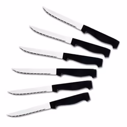 Le Couteau du Chef Lot 6 steaks demie soie manche noir, Couteau à steak, 6 pièce(s)