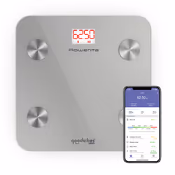 Rowenta Goodvibes LIFE BR9600, Pèse-personne électronique, 160 kg, 100 g, Argent, kg, lb, ST, Carré