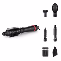 Rowenta Express Style CF635L, Brosse soufflante à air chaud, À chaleur, Barre de défilement, 80 °C, Aluminium, Noir, Rouge