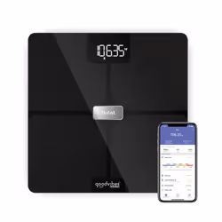 Tefal Goodvibes Health BM9670, Pèse-personne électronique, 180 kg, 50 g, Noir, Cercle, Verre trempé
