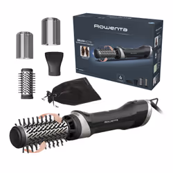 Rowenta Brush Activ UB9530F0, Brosse soufflante à air chaud, À chaleur, Boutons, Barre de défilement, Noir, Argent, Orifice d ...