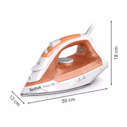 Tefal Virtuo 30 FV2C40E0 fer à repasser Fer à repasser à sec ou à vapeur Semelle en céramique 2000 W Pêche, Blanc - Vue supplémentaire 6