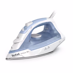 Tefal Virtuo 30 FV2C41E0, Fer à repasser à sec ou à vapeur, Semelle en céramique, 1,9 m, 120 g/min, Bleu, Blanc, 27 g/min