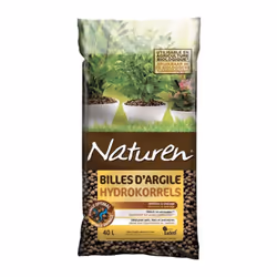 Naturen billes d'argile 40L, Protege du gel et permet une économie d'arrosage, Support de culture NF U 44 - 551 argile expans ...