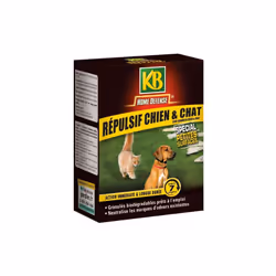 Répulsif chiens et chats granulés 200 gr /nc de la marque KB HOME DEFENSE. Efficacité immédiate, action longue durée : jusqu' ...