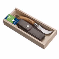 Opinel Pencil case N°08 Mushroom + sheath, Couteau à joint coulissant, Camper/scout, Pointe centrale, Acier inoxydable, Bois, ...