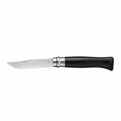 Opinel N°08, Couteau à joint coulissant, Collector, Pointe centrale, Acier inoxydable, Bois, Noir