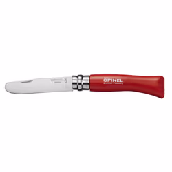 Opinel 254143, Couteau à lame verrouillable, Camper/scout, Pointe coupante, Acier inoxydable, Bois, Rouge