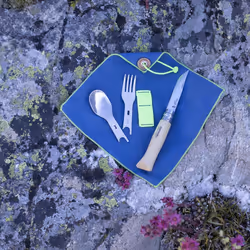 Opinel Picnic+, Couteau à lame verrouillable, Utensil, Pointe coupante, Acier inoxydable, Bois, Gris, Bois