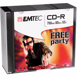 Emtec ECOC801052SL, 52x, CD-R, 120 mm, 700 Mo, Petit boitier, 10 pièce(s)