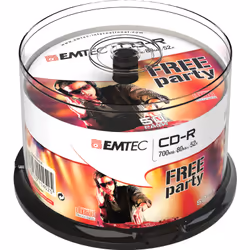 Emtec ECOC805052CB, 52x, CD-R, 120 mm, 700 Mo, Boîte à gâteaux, 50 pièce(s)