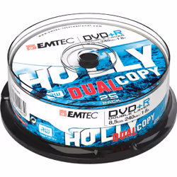 Emtec ECOVPR85258CB, DVD+R DL, Boîte à gâteaux, 25 pièce(s), 8,5 Go