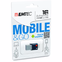 Emtec Mobile & Go 16GB lecteur USB flash 16 Go USB Type-A / Micro-USB 3.2 Gen 1 (3.1 Gen 1) Noir, Argent