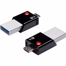 Emtec Mobile & Go 64GB lecteur USB flash 64 Go USB Type-A / Micro-USB 3.2 Gen 1 (3.1 Gen 1) Noir, Argent