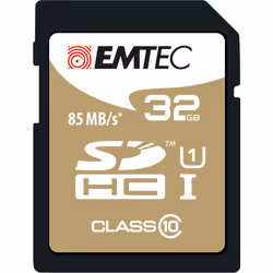 Emtec ECMSD32GHC10GP, 32 Go, SDHC, Classe 10, 85 Mo/s, 21 Mo/s, Noir, Marron