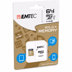 Emtec microSDXC 64GB Class10 Gold+ mémoire flash