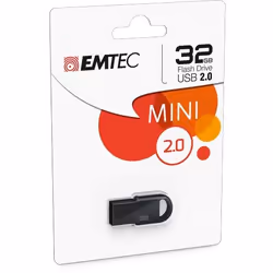 Emtec D250 Mini, 32 Go, USB Type-A, 2.0, 15 Mo/s, Sans capuchon, Noir
