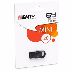 Emtec D250 Mini, 64 Go, USB Type-A, 2.0, Sans capuchon, Noir