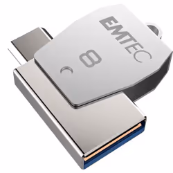 Emtec T250B lecteur USB flash 8 Go USB Type-A / Micro-USB 2.0 Acier inoxydable