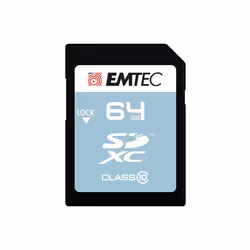 Emtec Classic, 64 Go, SDXC, Classe 10, 20 Mo/s, 12 Mo/s, Noir, Gris, Blanc