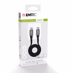 Emtec T700C2, 1,2 m, USB C, USB C, Noir