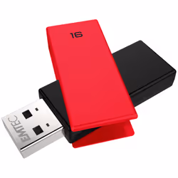 Emtec C350 Brick, 16 Go, USB Type-A, 2.0, 15 Mo/s, Pivotant, Noir, Rouge