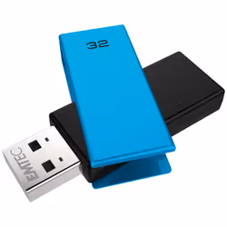 Emtec C350 Brick 2.0, 32 Go, USB Type-A, 2.0, 15 Mo/s, Pivotant, Noir, Bleu