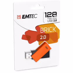 Emtec C350 Brick lecteur USB flash 128 Go USB Type-A 2.0 Noir, Orange