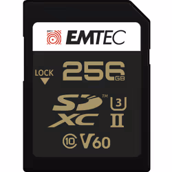 Emtec ECMSD256GUHS2V60, 256 Go, SDXC, Classe 2, UHS-II, 300 Mo/s, 160 Mo/s