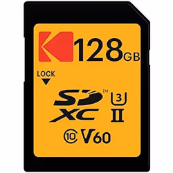 Carte mémoire SDXC - KODAK - UHS II U3 V60 Ultra Pro - 128 Go - Vitesse de lecture 300 Mo/s - Étanche