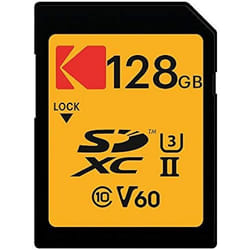 Carte mémoire SDXC - KODAK - UHS II U3 V60 Ultra Pro - 128 Go - Vitesse de lecture 300 Mo/s - Étanche