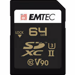 Emtec SpeedIN Pro+, 64 Go, SDXC, Classe 10, UHS-II, 300 Mo/s, 270 Mo/s